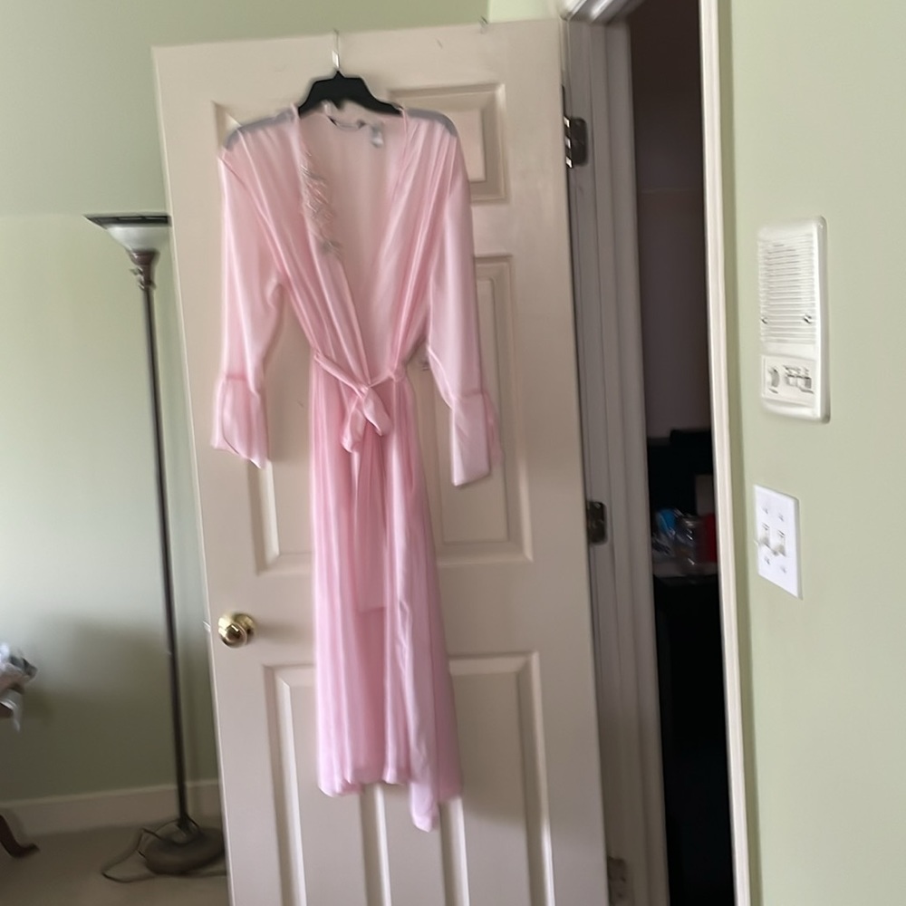 Pink sheer long sleeve woman robe in size medium